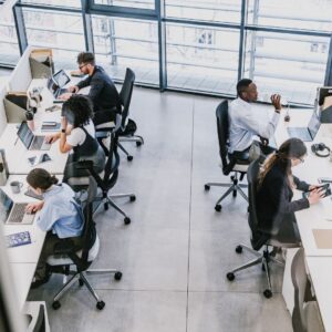 People working in a clean office